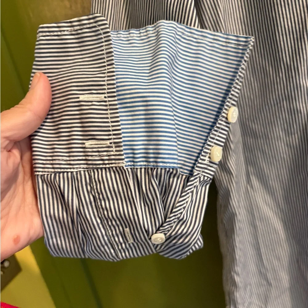 J.Crew mixed stripe tuxedo front pop over size 4